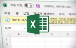 Excel 로고 와 제한된 보기 메시지